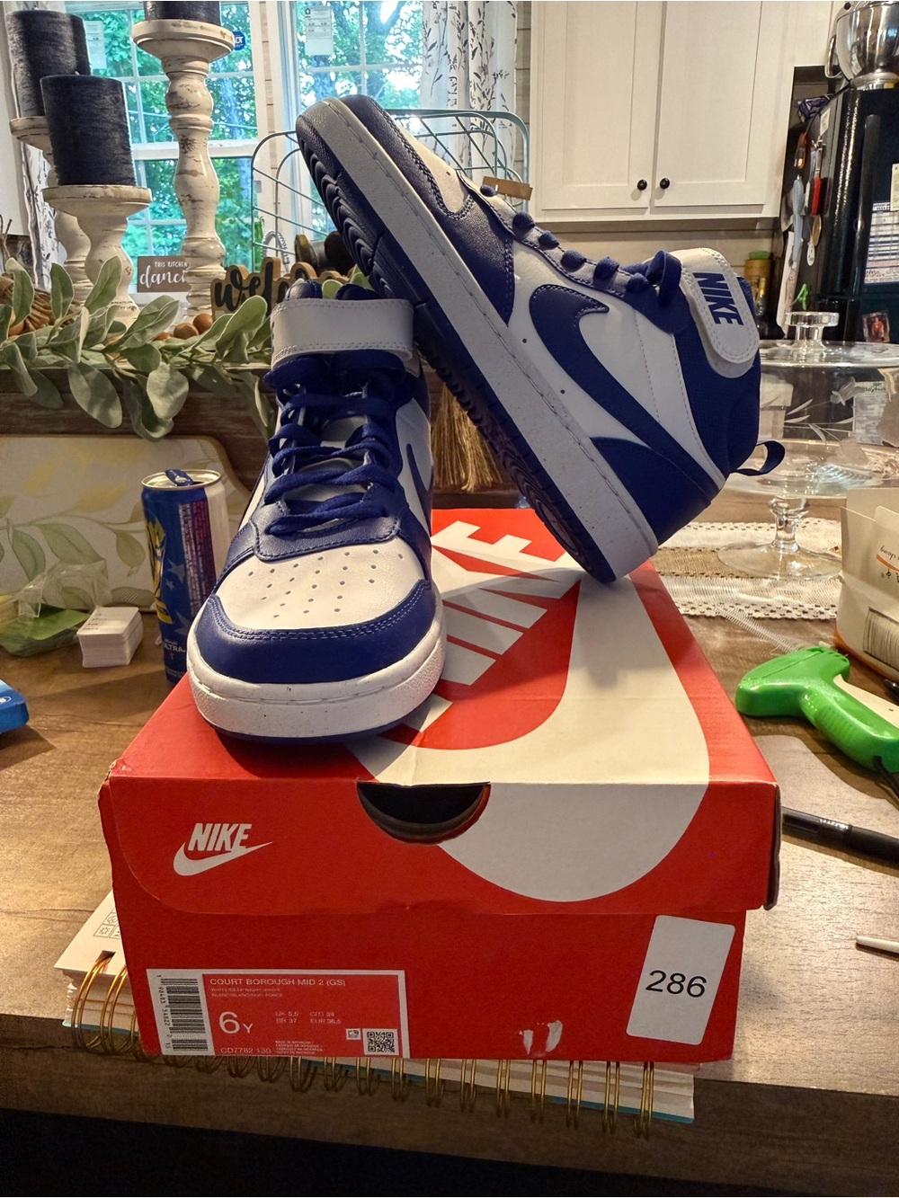 Nike Kids High-Top Sneakers - White & Blue